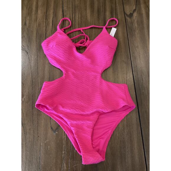 VS Victoria's Secret Cut out Monokini Cheeky Forever pink one piece swimsuit XS - Picture 2 of 5
